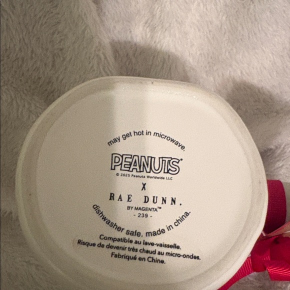 Rae Dunn Peanuts Snoopy Valentine Double-Sided Love Mug Pink Handle NWT - Picture 5 of 5